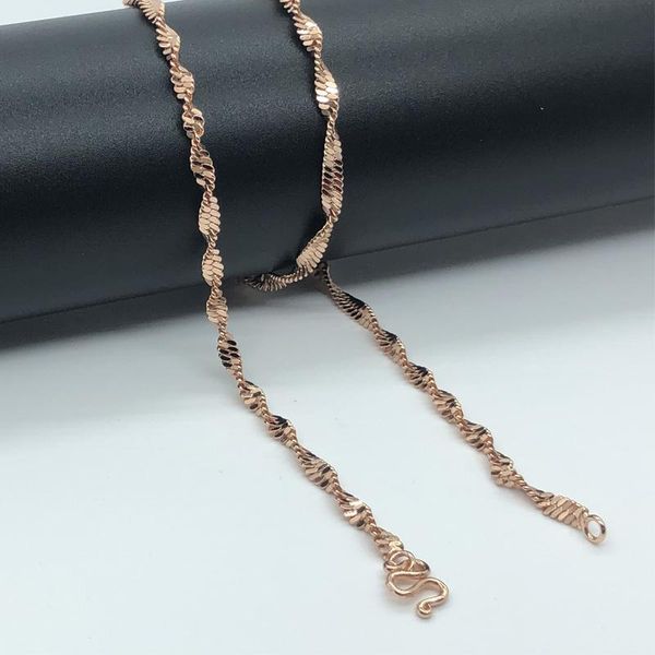 chains 3mm man woman 585 rose gold color twisted water wave necklace jewelry 45cm length, Silver
chains 3mm man woman 585 rose gold color twisted water wave necklace jewelry 45cm length, Silver
