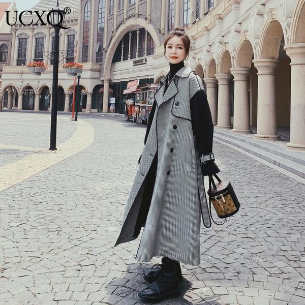 women's trench coats ucxq woman trech coat long sleeve lapel slim casual 2021 autumn fashion korean double breasted belt plaid windbrea, Tan;black
women's trench coats ucxq woman trech coat long sleeve lapel slim casual 2021 autumn fashion korean double breasted belt plaid windbrea, Tan;black