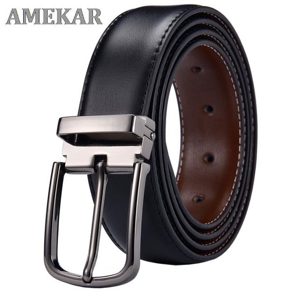 belts men's genuine leather belt brand designer business alloy pin buckle women's the can be used on both sides, Black;brown
belts men's genuine leather belt brand designer business alloy pin buckle women's the can be used on both sides, Black;brown