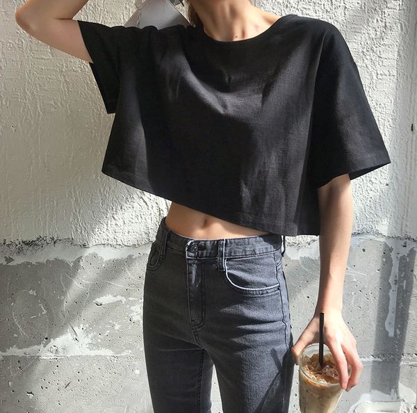 dew umbilical summer solid o neck cotton short leak navel loose high-waisted woman tshirts 210421, White
dew umbilical summer solid o neck cotton short leak navel loose high-waisted woman tshirts 210421, White