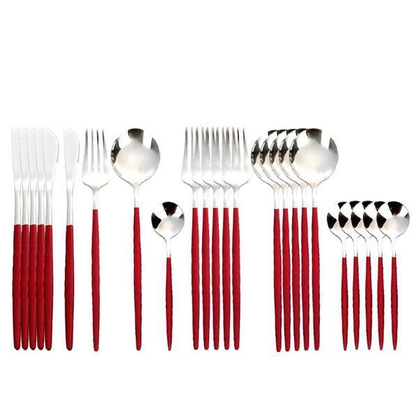 flatware sets 24 pcs cutlery set dinnerware red silver stainless steel dining knives forks spoons kitchen tableware
flatware sets 24 pcs cutlery set dinnerware red silver stainless steel dining knives forks spoons kitchen tableware