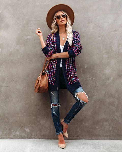 women's knits & tees bohemian plaid cardigans women vintage long coat female jacket knitwear winter slim sweater cardigan pockets, White
women's knits & tees bohemian plaid cardigans women vintage long coat female jacket knitwear winter slim sweater cardigan pockets, White