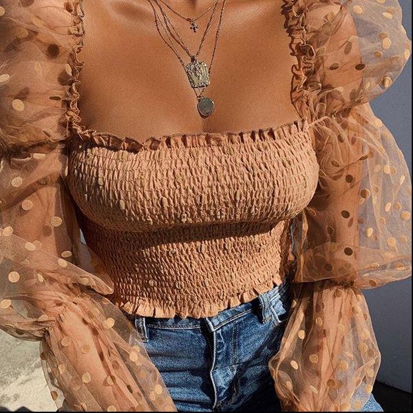 summer polka dot vintage women shirts puff sleeve square neck slim see through blouse crop clubwear, White
summer polka dot vintage women shirts puff sleeve square neck slim see through blouse crop clubwear, White