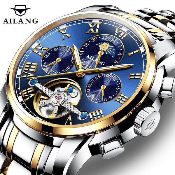 wristwatches ailang brand men's automatic watch stainless steel mechanical wristwatch man business fashion moon phase relogio masculino, Slivery;brown
wristwatches ailang brand men's automatic watch stainless steel mechanical wristwatch man business fashion moon phase relogio masculino, Slivery;brown
