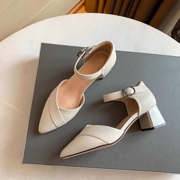 dress shoes layer cowhide fashion high-heeled sandals for women summer 2021 fairy style low pointed chunky heels, Black
dress shoes layer cowhide fashion high-heeled sandals for women summer 2021 fairy style low pointed chunky heels, Black