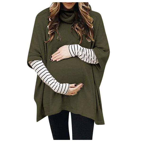 maternity & tees women winter t-shirt clothes for pregnant high collar long sleeve splicing stripe pullover, White
maternity & tees women winter t-shirt clothes for pregnant high collar long sleeve splicing stripe pullover, White