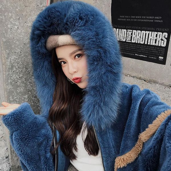 women's fur & faux 2021 winter hooded collar short sheepskin coat grain integrated lamb wool jacket thick warm, Black
women's fur & faux 2021 winter hooded collar short sheepskin coat grain integrated lamb wool jacket thick warm, Black