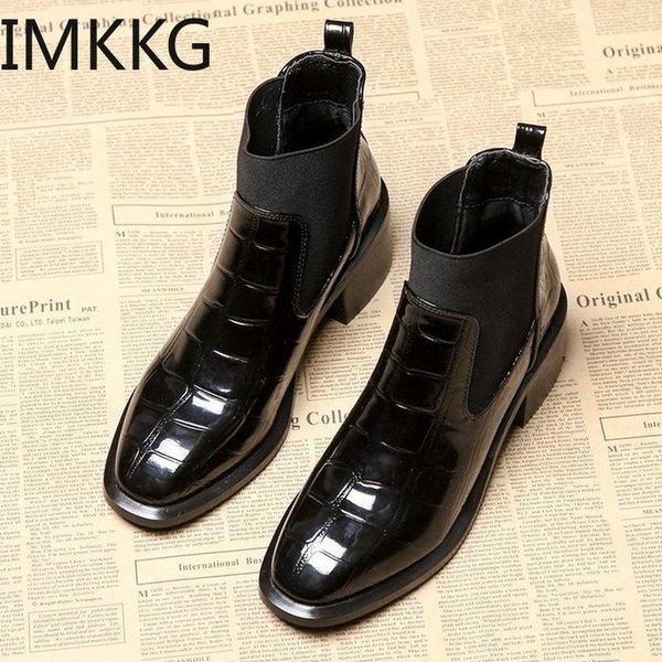 boots women shinning leather square toe slip on med heels boot short ankle pumps shoes, Black
boots women shinning leather square toe slip on med heels boot short ankle pumps shoes, Black