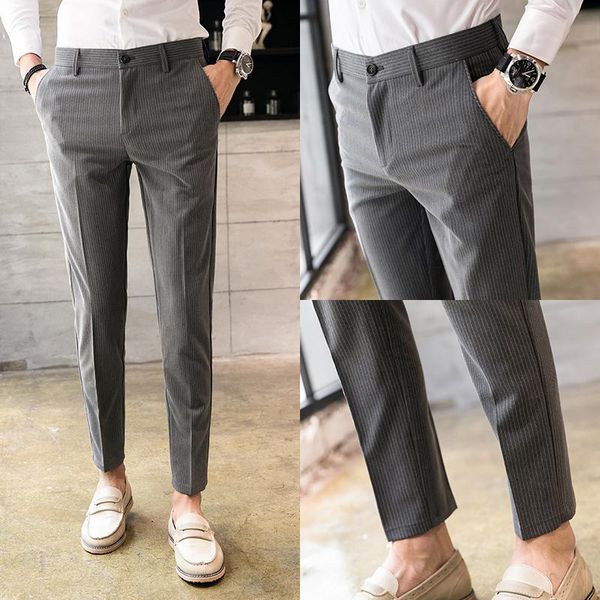 men's suits & blazers autumn dress pants slim fit fashion striped solid color social business casual temperament british wind suit trou, White;black
men's suits & blazers autumn dress pants slim fit fashion striped solid color social business casual temperament british wind suit trou, White;black