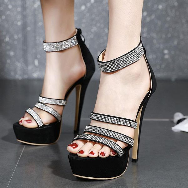 dress shoes high-heeled sandals for woman big size cow leather peep toe striped platform waterproof stiletto rhinestone crystal, Black
dress shoes high-heeled sandals for woman big size cow leather peep toe striped platform waterproof stiletto rhinestone crystal, Black
