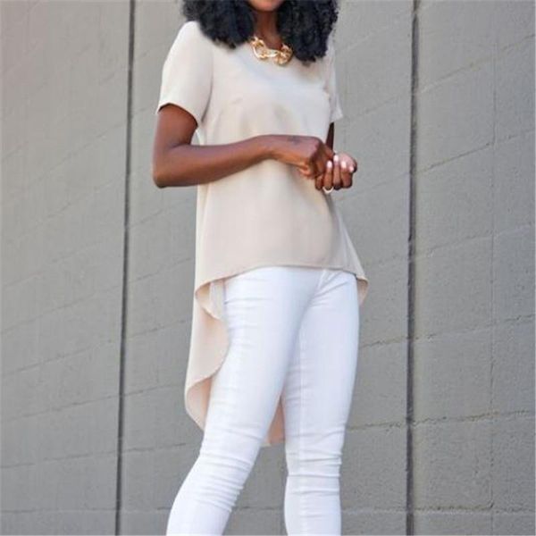 plus sizes long soild women t shirts color chiffon fashionable o neck short sleeves, White
plus sizes long soild women t shirts color chiffon fashionable o neck short sleeves, White