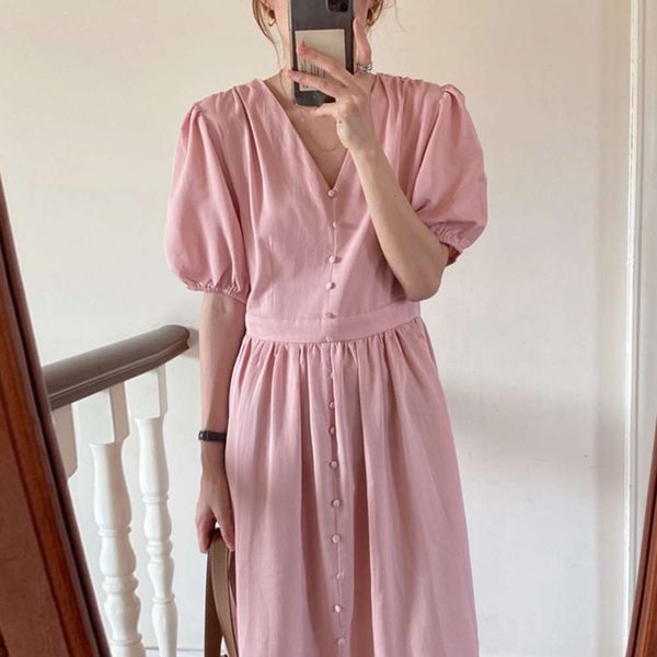 casual dresses dress women clothesfrench elegant pink v-neck single breasted waist slim long bubble sleeve 47vp, Black;gray
casual dresses dress women clothesfrench elegant pink v-neck single breasted waist slim long bubble sleeve 47vp, Black;gray