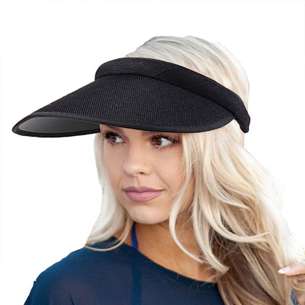 women men clip-on uv protection sun visor hat faux linen plaid weave empty open solid color wide brim adjustable beach cap, Blue;gray
women men clip-on uv protection sun visor hat faux linen plaid weave empty open solid color wide brim adjustable beach cap, Blue;gray