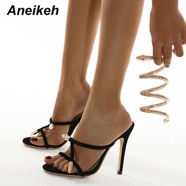 aneikeh 2021 summer women shoes slippers slides flock fashion metal decoration thin heels slip-on party round toe size 35-42, Black
aneikeh 2021 summer women shoes slippers slides flock fashion metal decoration thin heels slip-on party round toe size 35-42, Black