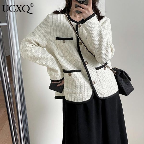 women's wool & blends ucxq woman tweed jacket hit color short length pockets long sleeve o collar ladies french style 2021 autumn fashi, Black
women's wool & blends ucxq woman tweed jacket hit color short length pockets long sleeve o collar ladies french style 2021 autumn fashi, Black