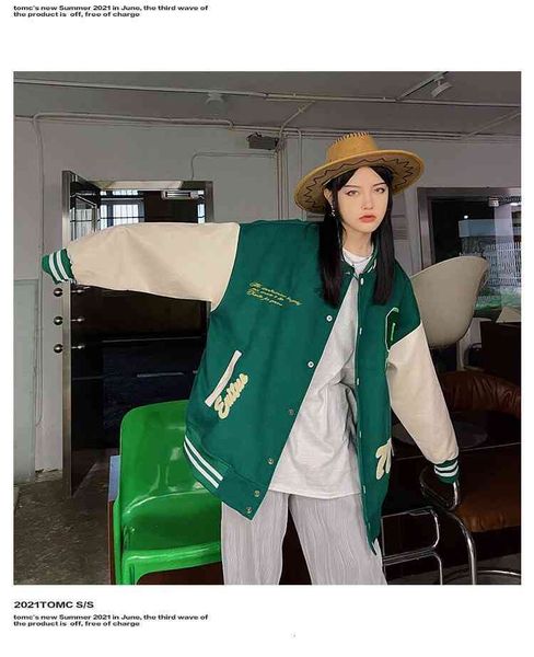 women's jackets new letter woman embroidered jacket street hip-hop stitching baseball uniform couple large size loose retro 3cjs, Black;brown
women's jackets new letter woman embroidered jacket street hip-hop stitching baseball uniform couple large size loose retro 3cjs, Black;brown