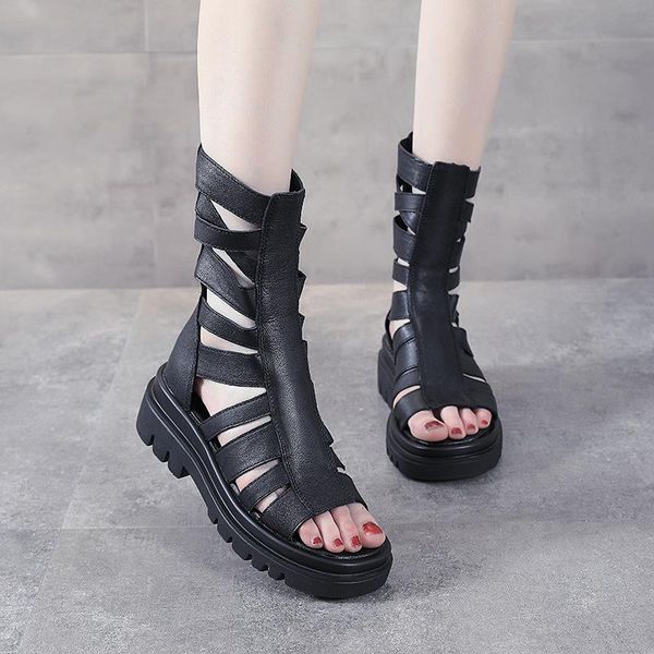 dress shoes leather high-roman sandals 2021 summer female flat mid-heel mid-tube thick-soled hollow fish mouth cool boots, Black
dress shoes leather high-roman sandals 2021 summer female flat mid-heel mid-tube thick-soled hollow fish mouth cool boots, Black
