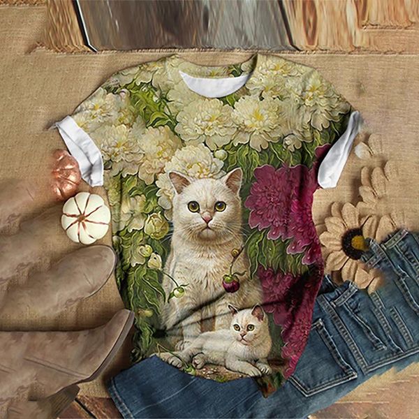 women's t-shirt 2021 women summer t shirt female aesthetic harajuku fashion cat pattern short-sleeved casual floral haut femme, White
women's t-shirt 2021 women summer t shirt female aesthetic harajuku fashion cat pattern short-sleeved casual floral haut femme, White