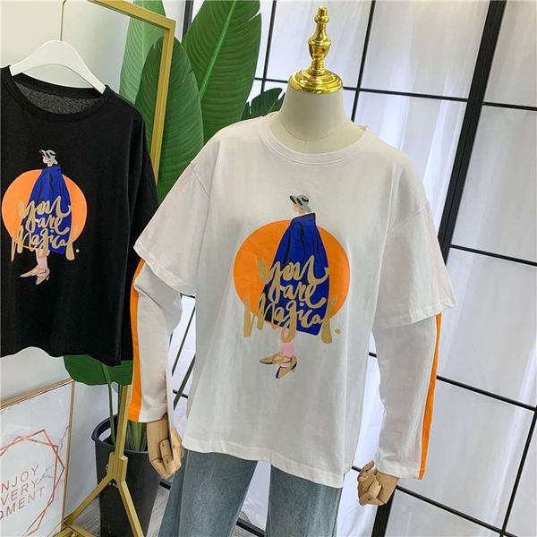 women's t-shirt patchwork fake two women clothes harajuku long sleeve t shirt vintage graphic tshirt cotton tees streetwear spring, White
women's t-shirt patchwork fake two women clothes harajuku long sleeve t shirt vintage graphic tshirt cotton tees streetwear spring, White