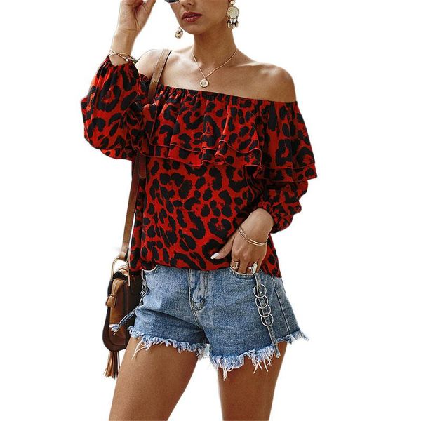 fashion women ladies summer leopard long sleeve off shoulder blouse loose shirt casual clubwear red khaki women's blouses & shirts, White
fashion women ladies summer leopard long sleeve off shoulder blouse loose shirt casual clubwear red khaki women's blouses & shirts, White