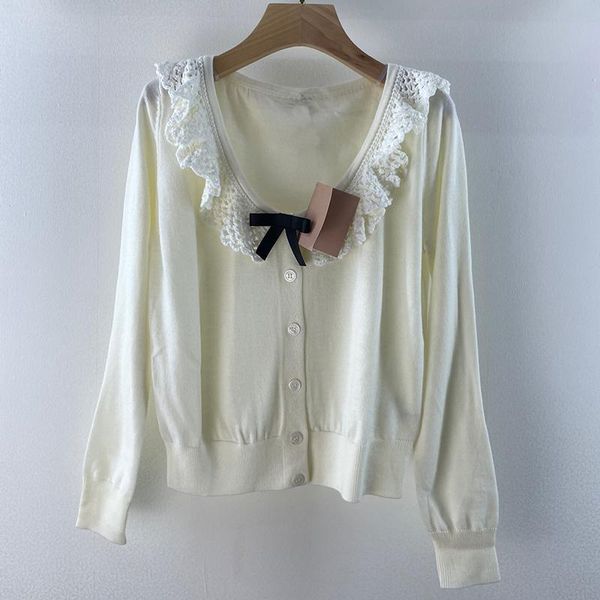 women's knits & tees 2021 autumn high-end knitted merino cashmere cardigan women u-neck crocheted ruffles bow long sleeve sweate, White
women's knits & tees 2021 autumn high-end knitted merino cashmere cardigan women u-neck crocheted ruffles bow long sleeve sweate, White