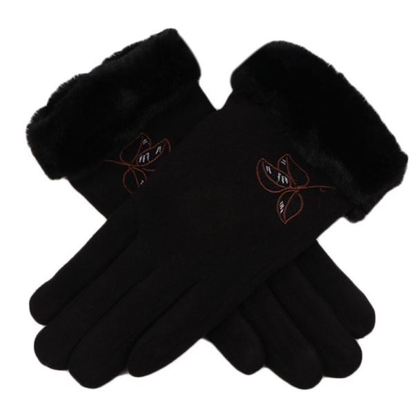 five fingers gloves women winter driving touch screen leaves embroidery plush lined mittens, Blue;gray
five fingers gloves women winter driving touch screen leaves embroidery plush lined mittens, Blue;gray
