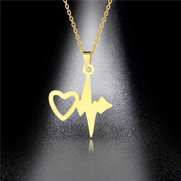 golden stainless steel heart-shaped necklace ecg love pendant jewelry spot wholesale necklaces, Silver
golden stainless steel heart-shaped necklace ecg love pendant jewelry spot wholesale necklaces, Silver