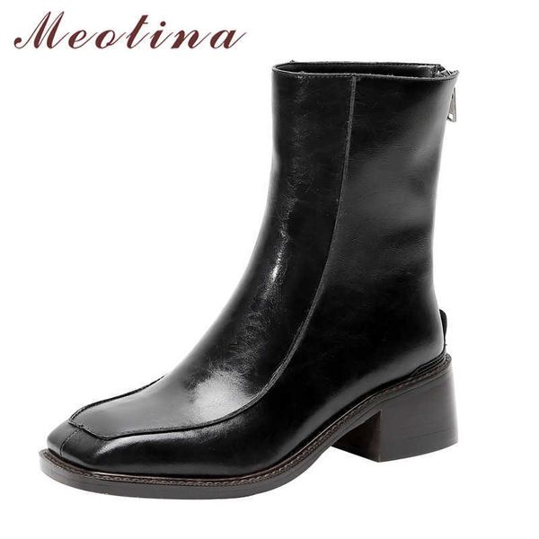 meotina women short boots shoes real leather high heel ankle boots square toe thick heels zip boots female autumn black size 40 210608
meotina women short boots shoes real leather high heel ankle boots square toe thick heels zip boots female autumn black size 40 210608