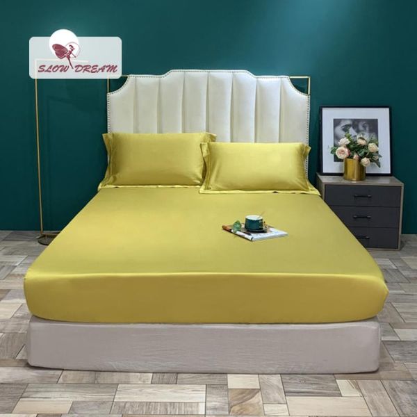 sheets & sets slowdream luxury pure yellow 100% silk fitted sheet silky double queen king bedding elastic band for beauty sleep
sheets & sets slowdream luxury pure yellow 100% silk fitted sheet silky double queen king bedding elastic band for beauty sleep