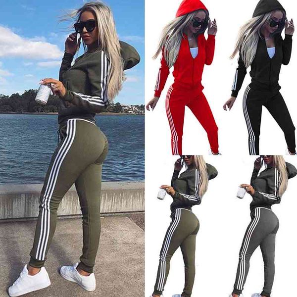 2pcs women tracksuit zipper crop hoodies sweatshirt pants srtipe running sets sports wear fitness clothing ladies trainning set, Black;white
2pcs women tracksuit zipper crop hoodies sweatshirt pants srtipe running sets sports wear fitness clothing ladies trainning set, Black;white