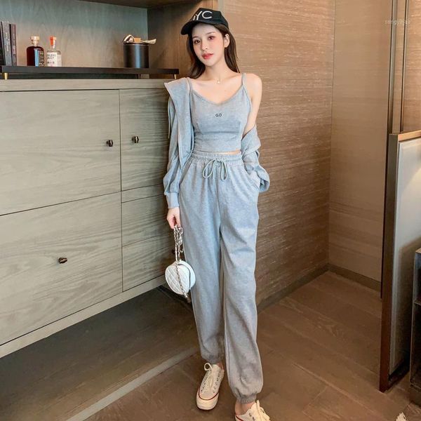 tianluo korean student sports suit women's summer loose and thin sweater fashion leisure three piece running tracksuits, Gray
tianluo korean student sports suit women's summer loose and thin sweater fashion leisure three piece running tracksuits, Gray