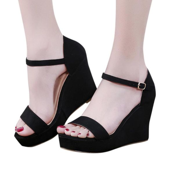 summer buckle women's sandals velvet flock fashion high heel platform shoes open toes women wedge drop dress, Black
summer buckle women's sandals velvet flock fashion high heel platform shoes open toes women wedge drop dress, Black