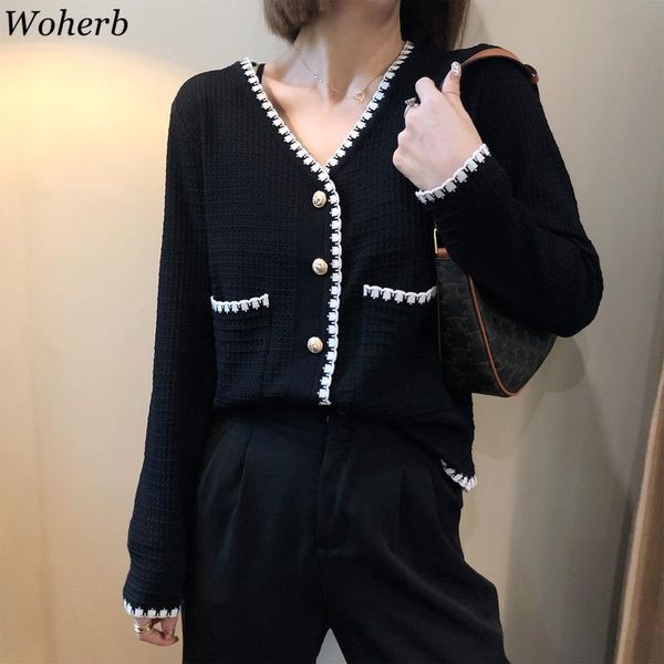 women's knits & tees woherb korean v neck knitwear women 2021 spring summer thin elegant single breasted sweater cardigan loose vintage, White
women's knits & tees woherb korean v neck knitwear women 2021 spring summer thin elegant single breasted sweater cardigan loose vintage, White