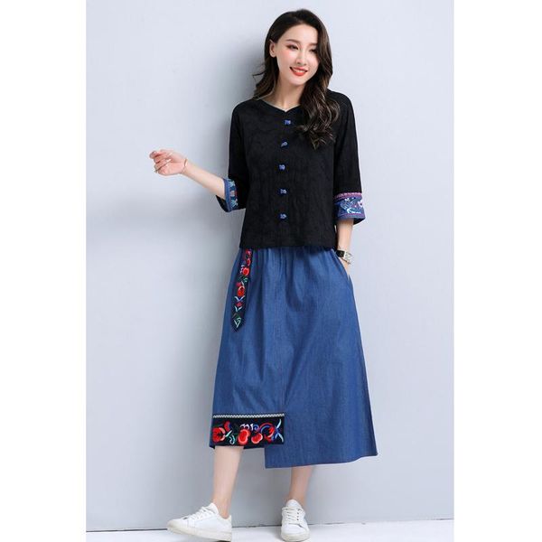 ethnic clothing women's dress chinese summer style retro embroidery contrast stitching flower plate buttoned shirt loose clothes street, Red
ethnic clothing women's dress chinese summer style retro embroidery contrast stitching flower plate buttoned shirt loose clothes street, Red
