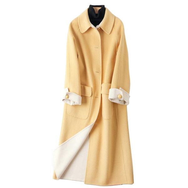 women's wool & blends 2021 double wearing woolen coats faced cashmere women mid-long loose trench, Black
women's wool & blends 2021 double wearing woolen coats faced cashmere women mid-long loose trench, Black