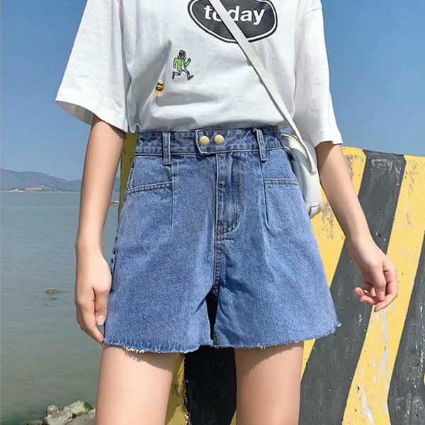women's summer wide leg denim shorts new wear high waist loose thin versatile a-line student's pants, White;black
women's summer wide leg denim shorts new wear high waist loose thin versatile a-line student's pants, White;black