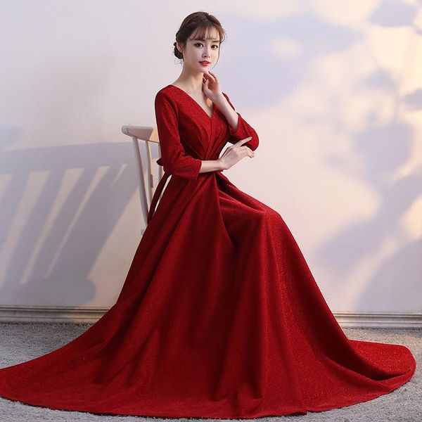 elegant v-neck stage show dress temperament a-line evening party fairy hostess with bowknot maxi plus size 3xl ethnic clothing, Red
elegant v-neck stage show dress temperament a-line evening party fairy hostess with bowknot maxi plus size 3xl ethnic clothing, Red
