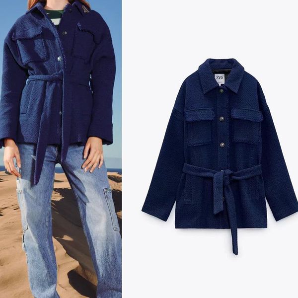 women's wool & blends zatextured shirt jacket women with belt 2021 zar autumn style elegant fashion casual retro office commuter coat, Black
women's wool & blends zatextured shirt jacket women with belt 2021 zar autumn style elegant fashion casual retro office commuter coat, Black
