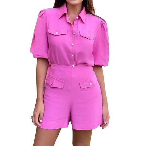women's tracksuits 2021 summer solid color fashion camisas de mujer slim shirt single-breasted lapel short-sleeved short pants suit, Gray
women's tracksuits 2021 summer solid color fashion camisas de mujer slim shirt single-breasted lapel short-sleeved short pants suit, Gray
