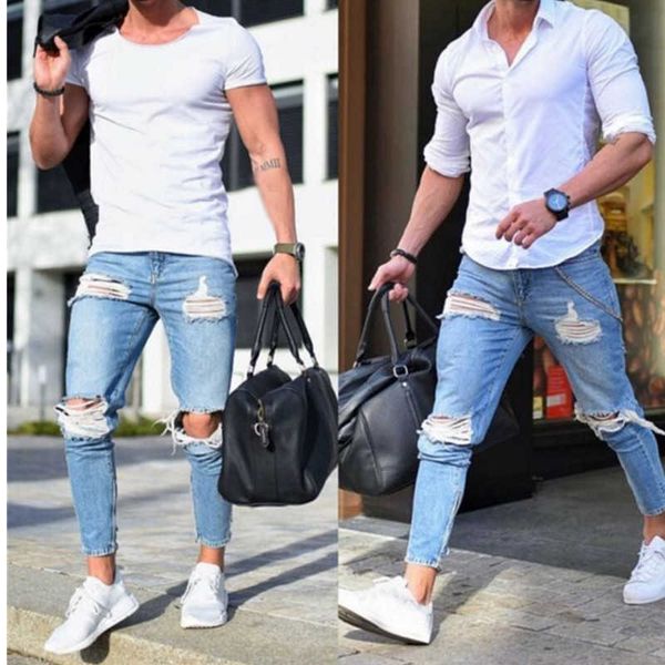 men ripped jeans men's hole pants casual male skinny trousers slim biker outwears pants european size x0621, Blue
men ripped jeans men's hole pants casual male skinny trousers slim biker outwears pants european size x0621, Blue
