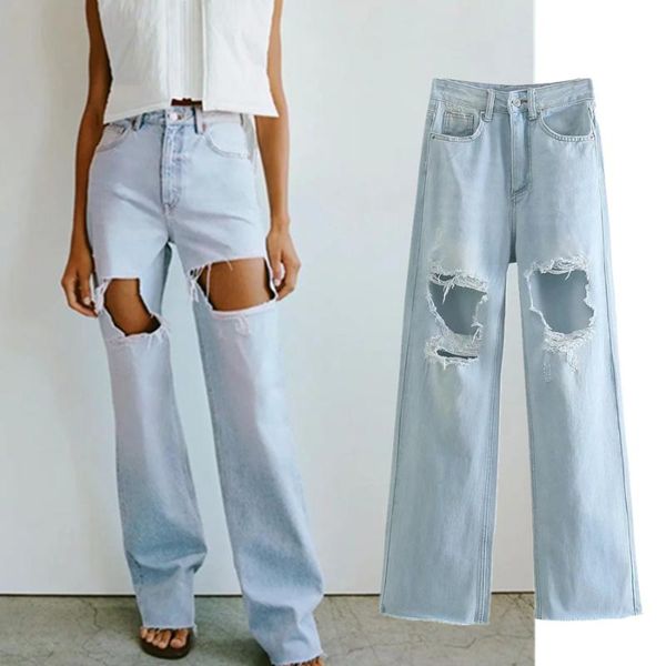 women's jeans withered 2021 summer street vintage mom woman high waist looose ripped hole wide leg boyfriend for women, Blue
women's jeans withered 2021 summer street vintage mom woman high waist looose ripped hole wide leg boyfriend for women, Blue
