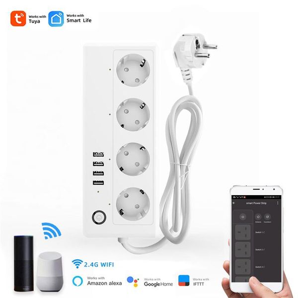 smart power plugs eu 16a wifi strip/outlet,4 outlets with 4 usb charging ports,timer,overload protect,alexa google assistant,tuya life
smart power plugs eu 16a wifi strip/outlet,4 outlets with 4 usb charging ports,timer,overload protect,alexa google assistant,tuya life