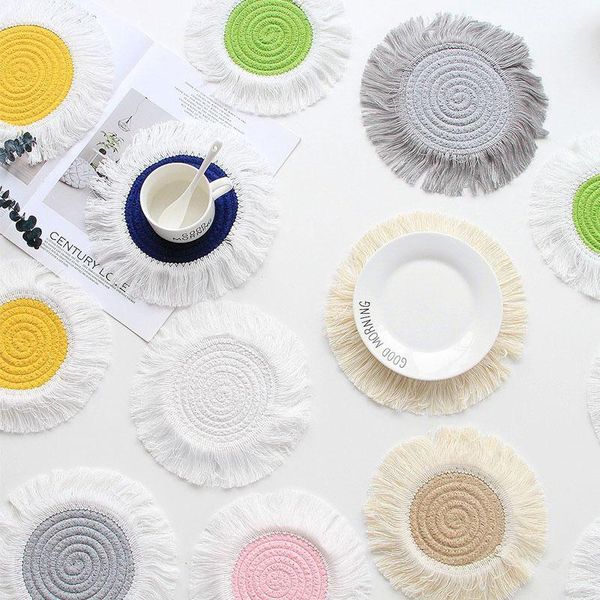 mats & pads round cotton rope tassel placemat hand woven table non slip disc bowl drink coasters insulation pad pot holder kitchen
mats & pads round cotton rope tassel placemat hand woven table non slip disc bowl drink coasters insulation pad pot holder kitchen