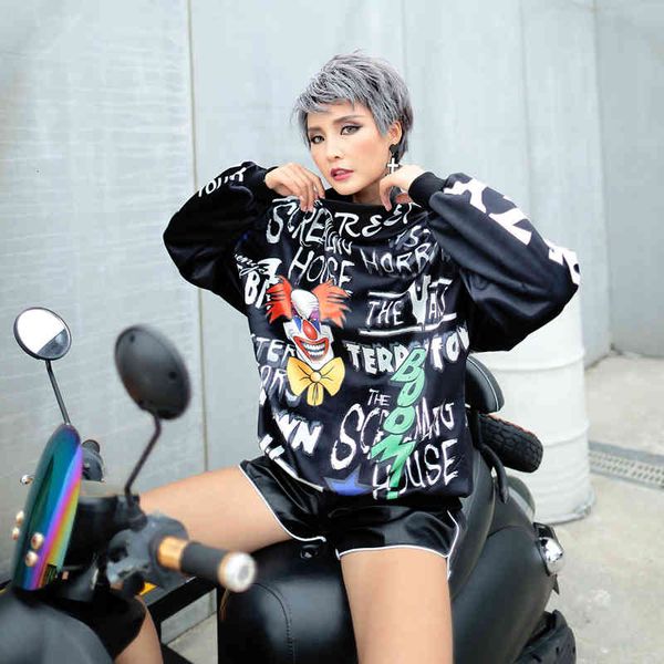 hoodies spring locomotive suit loose nightgown short coat down street woman clown letters long sleeve shirt, Black
hoodies spring locomotive suit loose nightgown short coat down street woman clown letters long sleeve shirt, Black