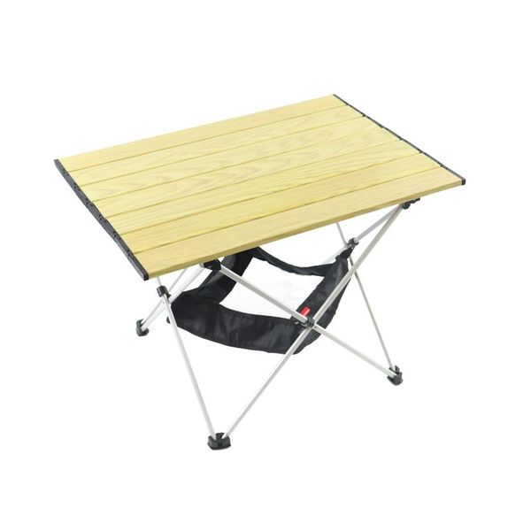 folding table portable picnic camping with carry bag aluminum wood grain for outdoor & indoor camp furniture