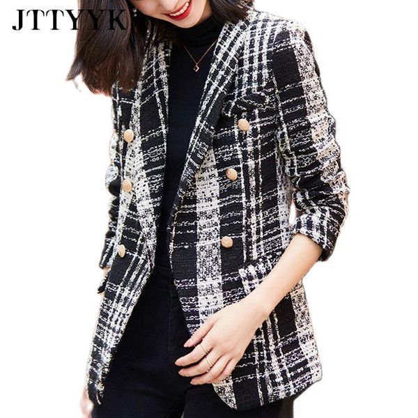 women's suits & blazers jacket autumn winter 2021 women plaid double breasted blazer oversize slim casual business cardigan coat elegan, White;black
women's suits & blazers jacket autumn winter 2021 women plaid double breasted blazer oversize slim casual business cardigan coat elegan, White;black