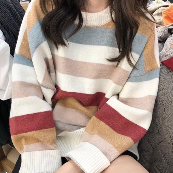 women's sweaters for women stripe autumn solid o-neck harajuku pullovers knitting drop long sleeves korean style clothes, White;black
women's sweaters for women stripe autumn solid o-neck harajuku pullovers knitting drop long sleeves korean style clothes, White;black
