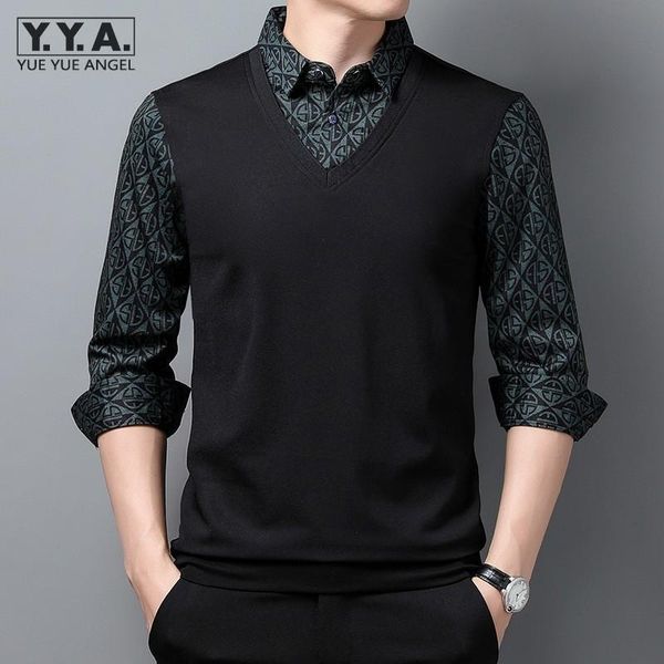 men's sweaters autumn men fake two piece floral printed pullover sweater long sleeve lapel collar business man work knitted, White;black
men's sweaters autumn men fake two piece floral printed pullover sweater long sleeve lapel collar business man work knitted, White;black