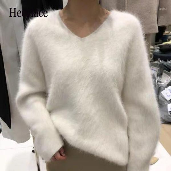 women's sweaters women furry pullover sweater auutmn winter v-neck loose pull ladies korean style oversized knitted femme 2021, White;black
women's sweaters women furry pullover sweater auutmn winter v-neck loose pull ladies korean style oversized knitted femme 2021, White;black
