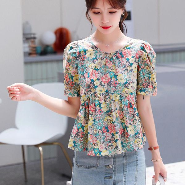 women's blouses & shirts o neck puff sleeve kawaii peplum summer 2021 korean fashion short floral blouse c236, White
women's blouses & shirts o neck puff sleeve kawaii peplum summer 2021 korean fashion short floral blouse c236, White